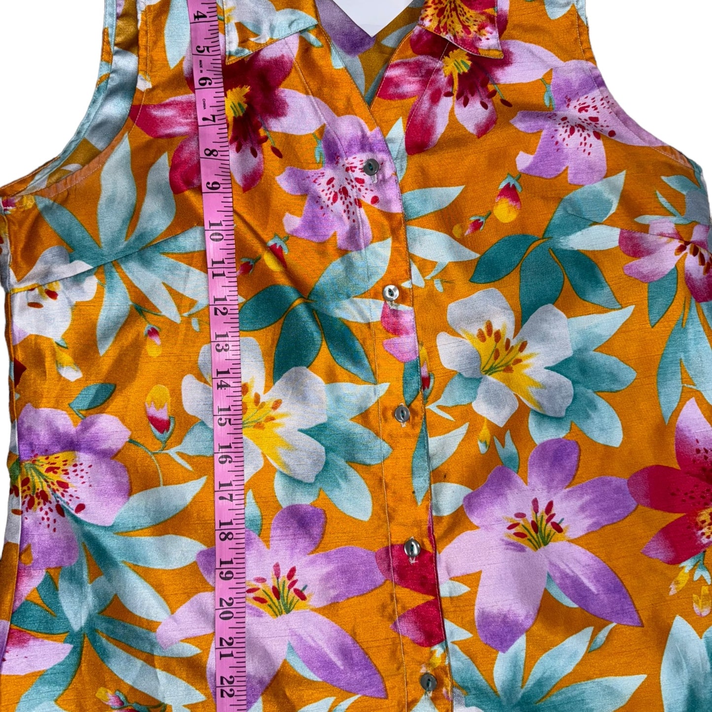 Orange Pink Floral Sleeveless Top