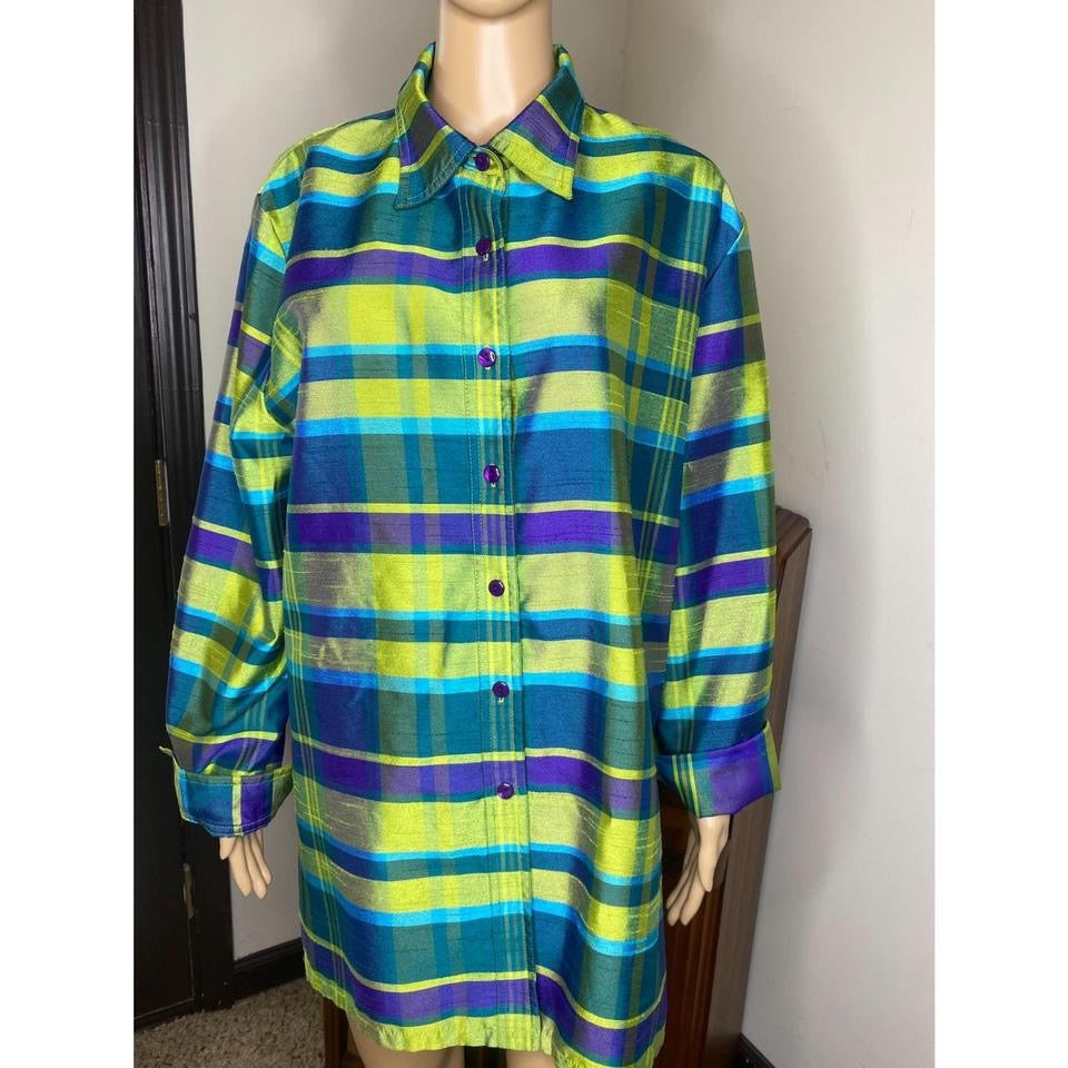 Green & Purple Plaid Top