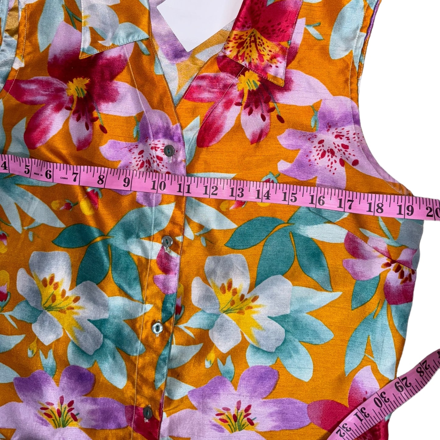 Orange Pink Floral Sleeveless Top