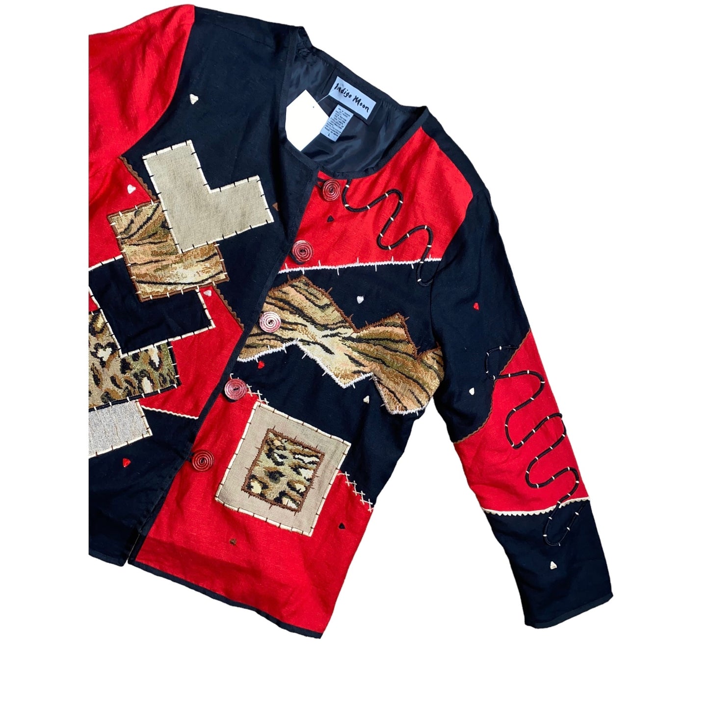 Red Black Animal Embroidered