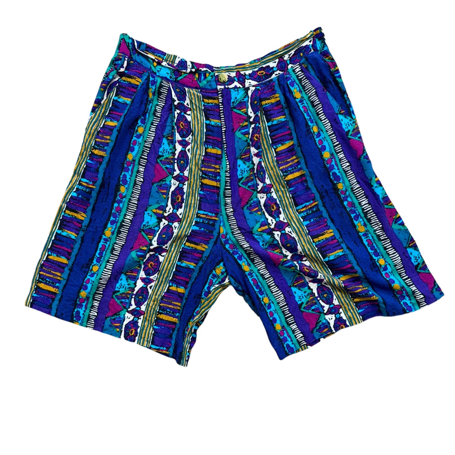 Geometric Stripe Purple Twill Shorts