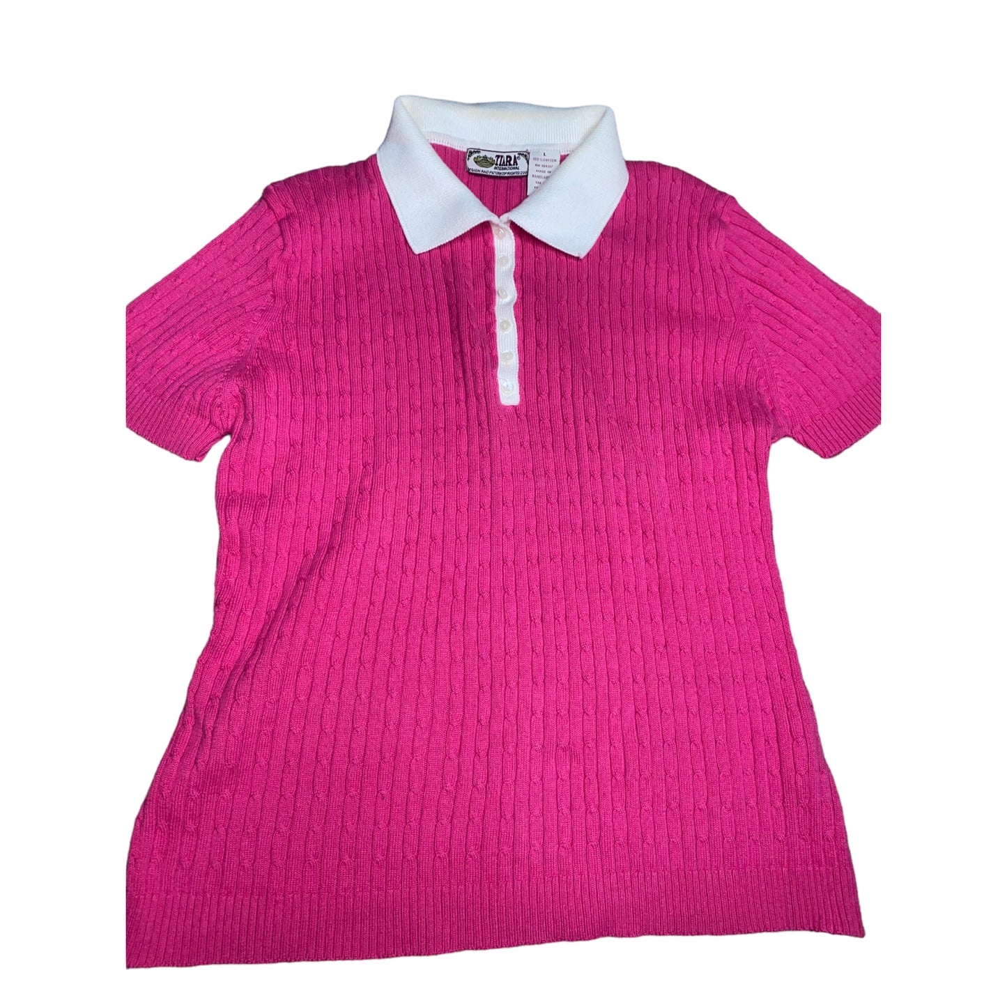 Pink Contrast Trim Polo Shirt