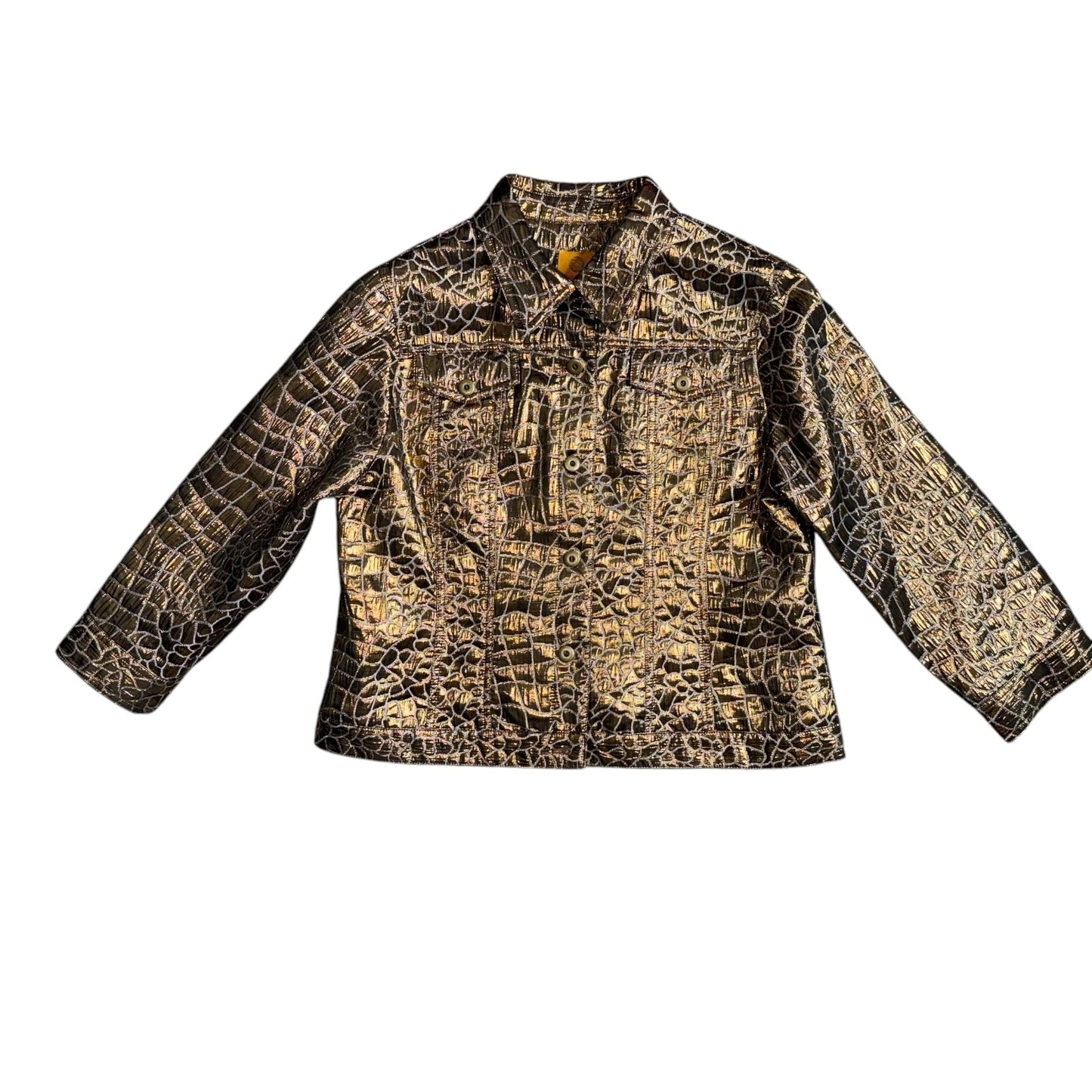 Gold Embroidered Crocodile Metallic Jacket