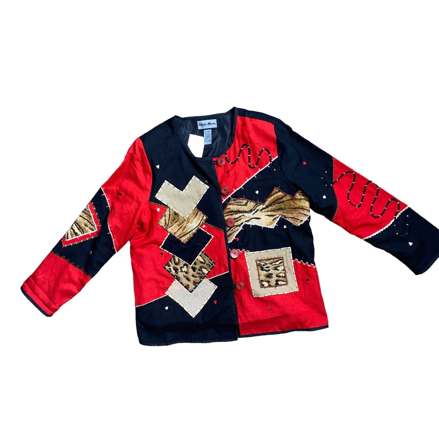 Red Black Animal Embroidered