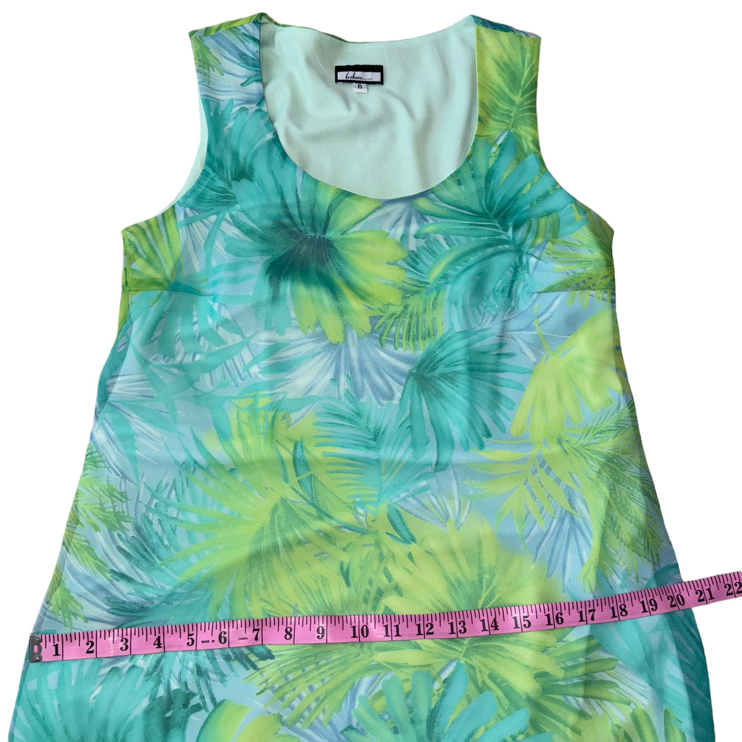 Vintage Blue and Green Sundress with Matching Sheer Top