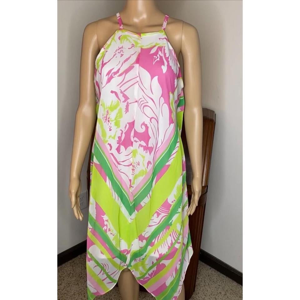 Ivy Lane Pastel Floral Print Handkerchief Tank Asymmetrical Shift Dress