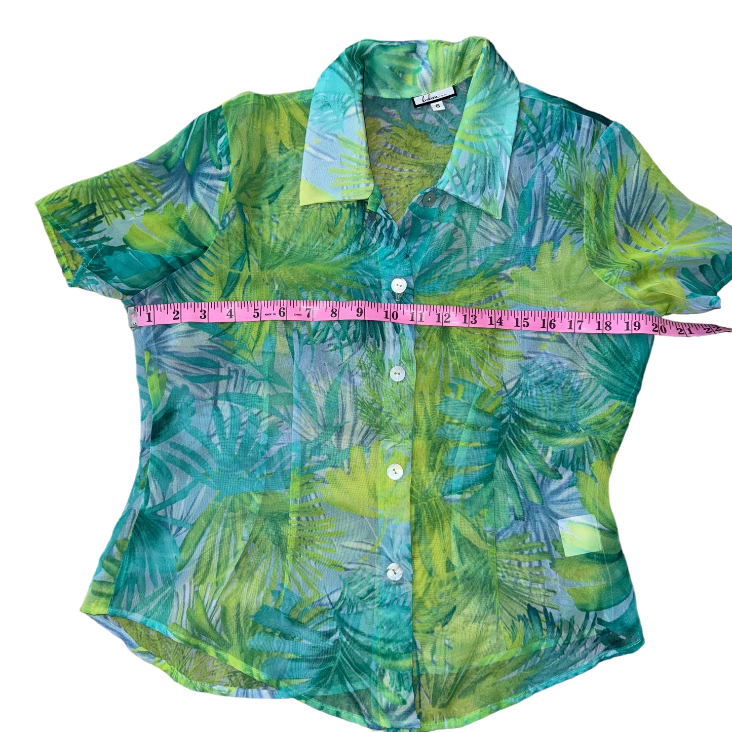 Vintage Blue and Green Sundress with Matching Sheer Top