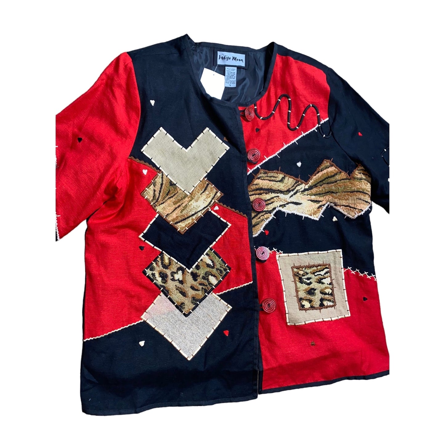Red Black Animal Embroidered