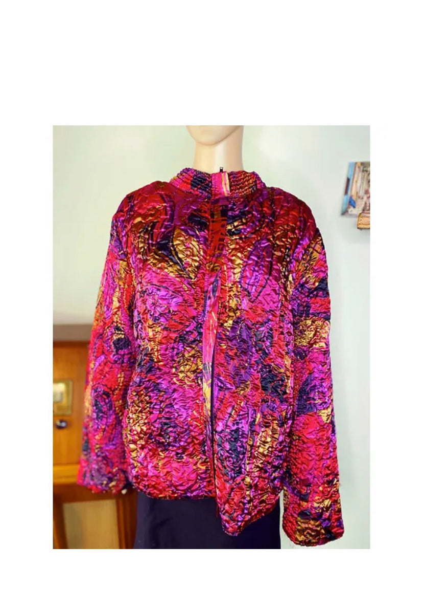 Reversible Crinkle Jacket Zipper Front