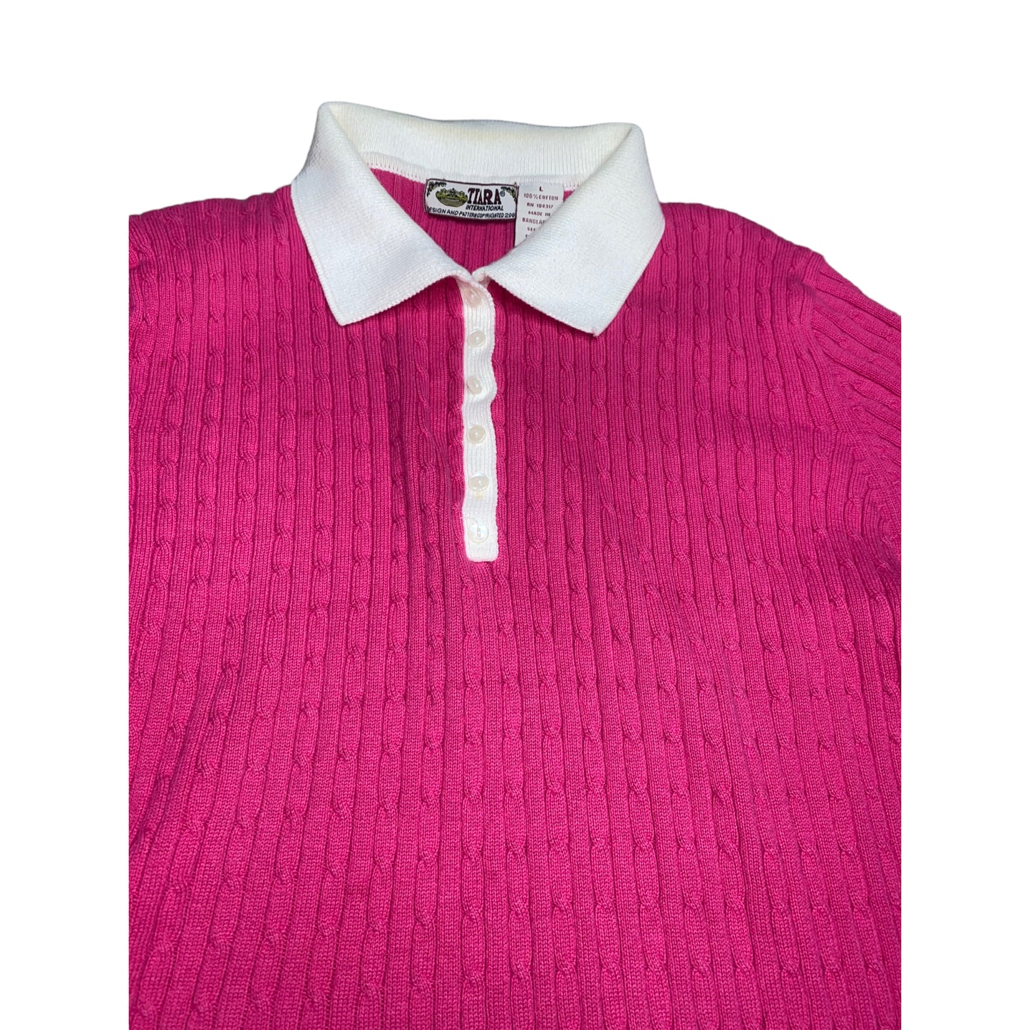 Pink Contrast Trim Polo Shirt
