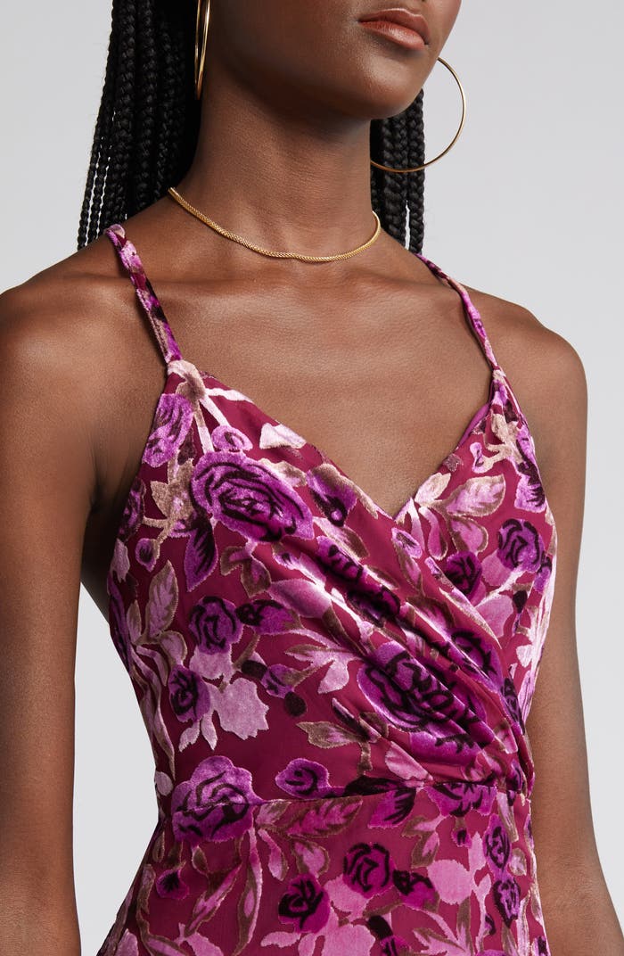 Velvety Burnout Roses Slipdress