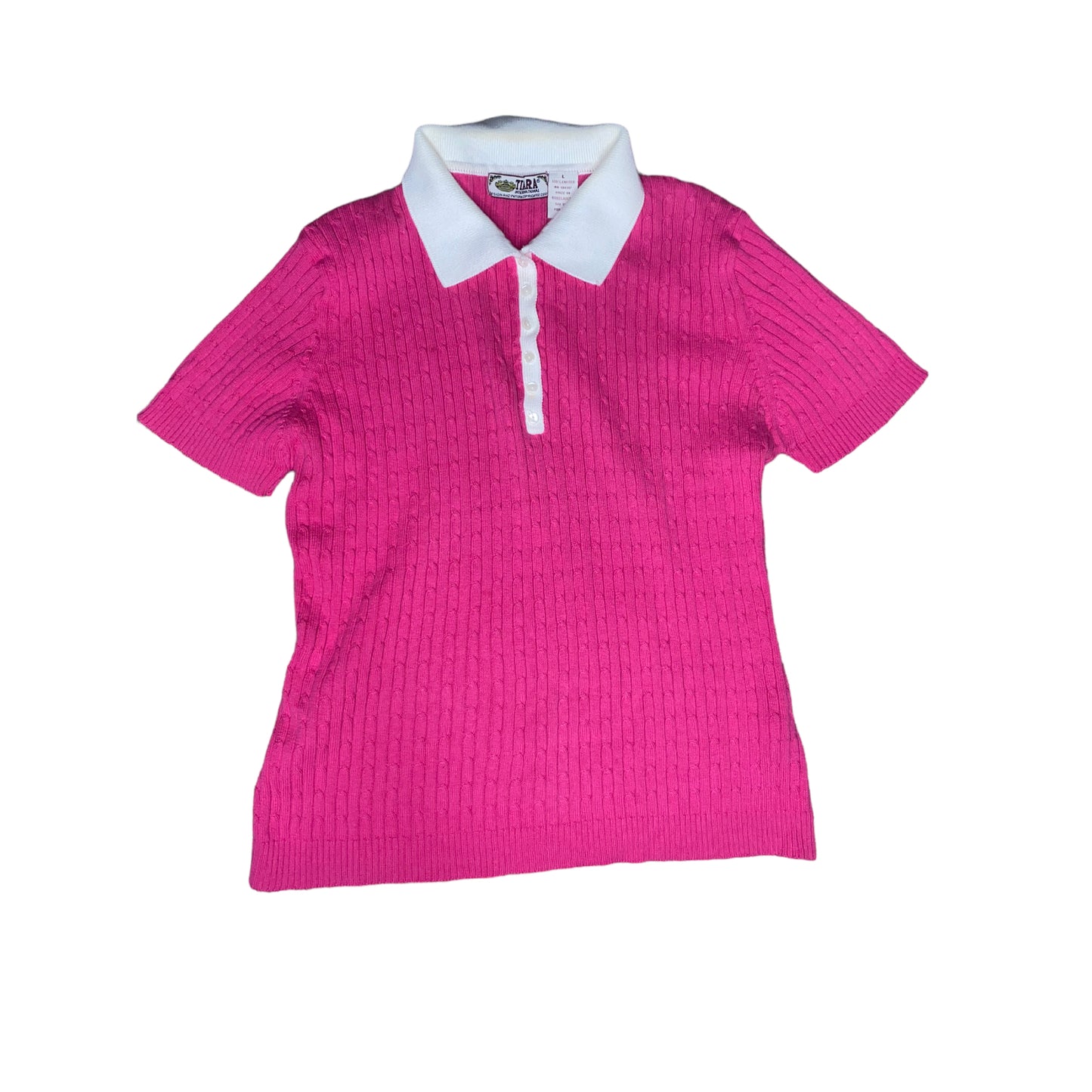 Pink Contrast Trim Polo Shirt