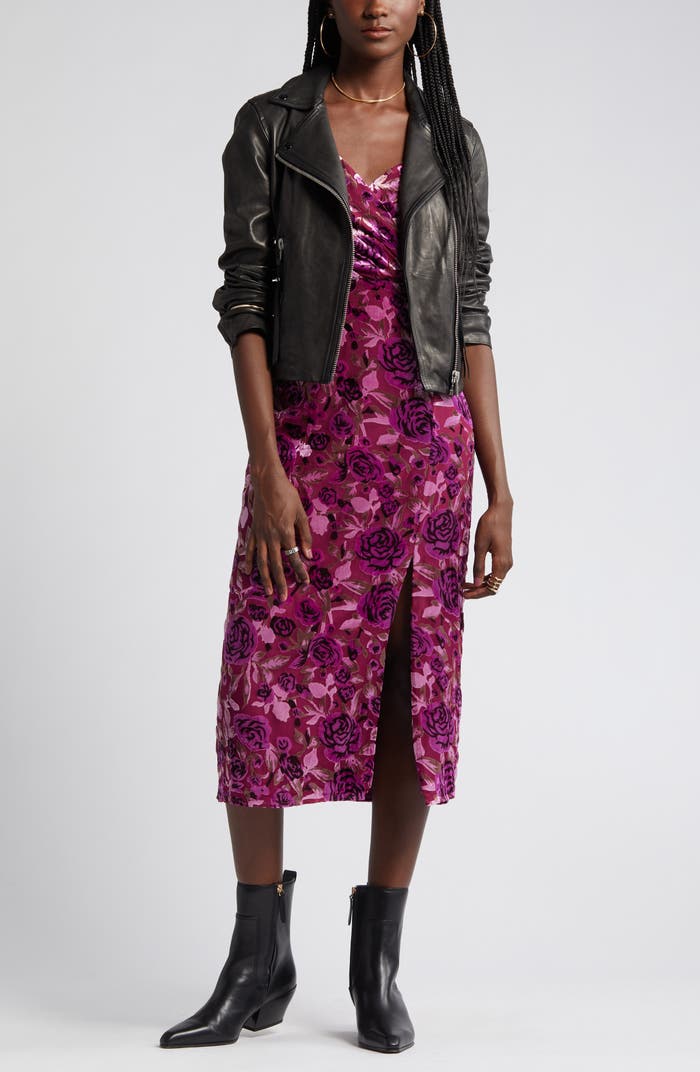 Velvety Burnout Roses Slipdress