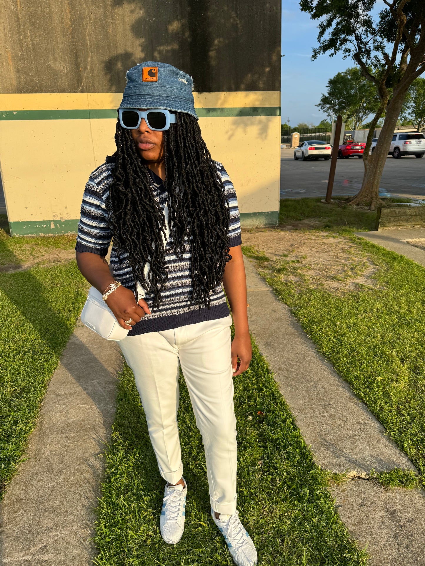 Distressed Denim Carhartt Bucket Hat
