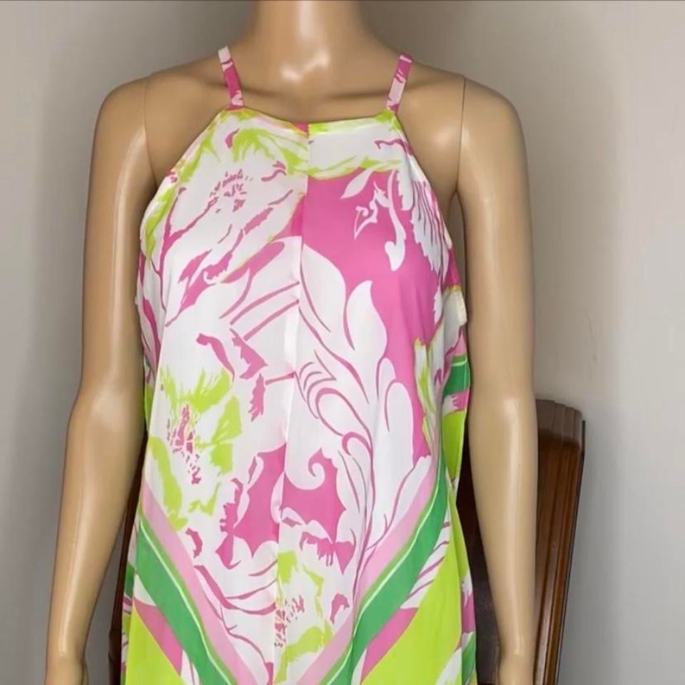 Ivy Lane Pastel Floral Print Handkerchief Tank Asymmetrical Shift Dress