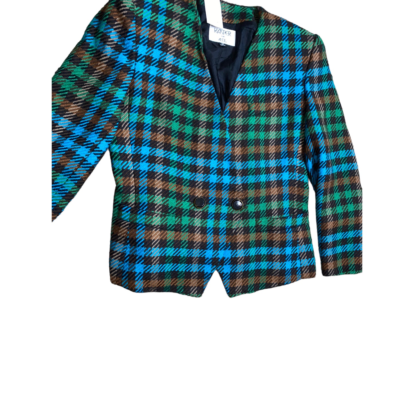 Turquoise Plaid Blazer