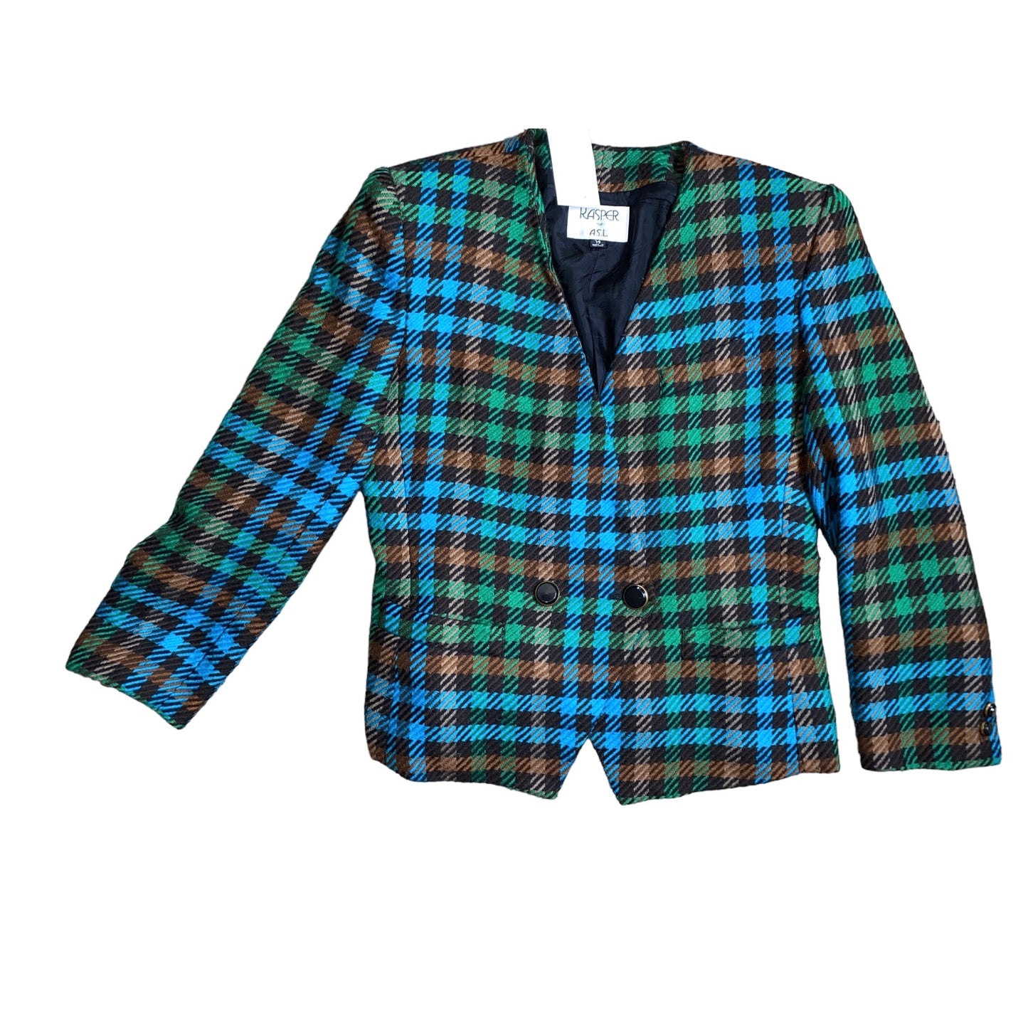 Turquoise Plaid Blazer