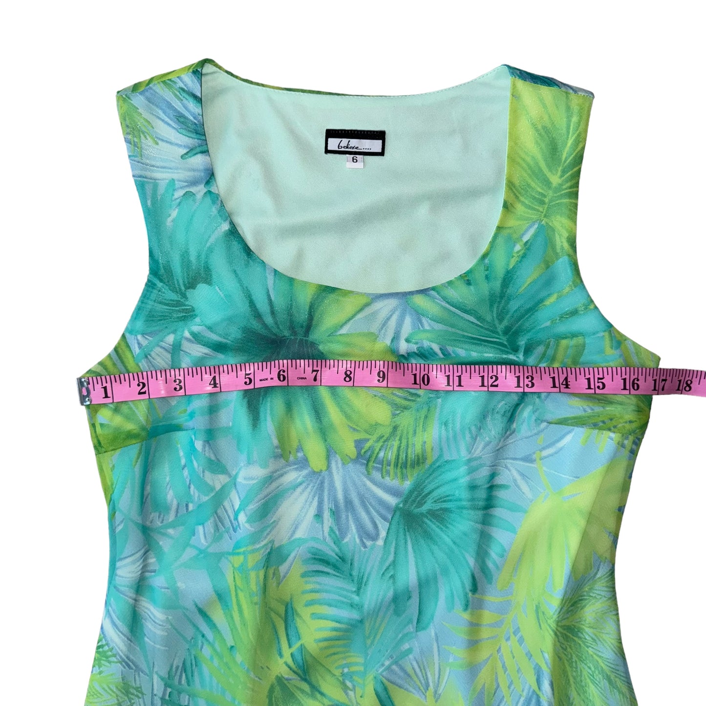 Vintage Blue and Green Sundress with Matching Sheer Top
