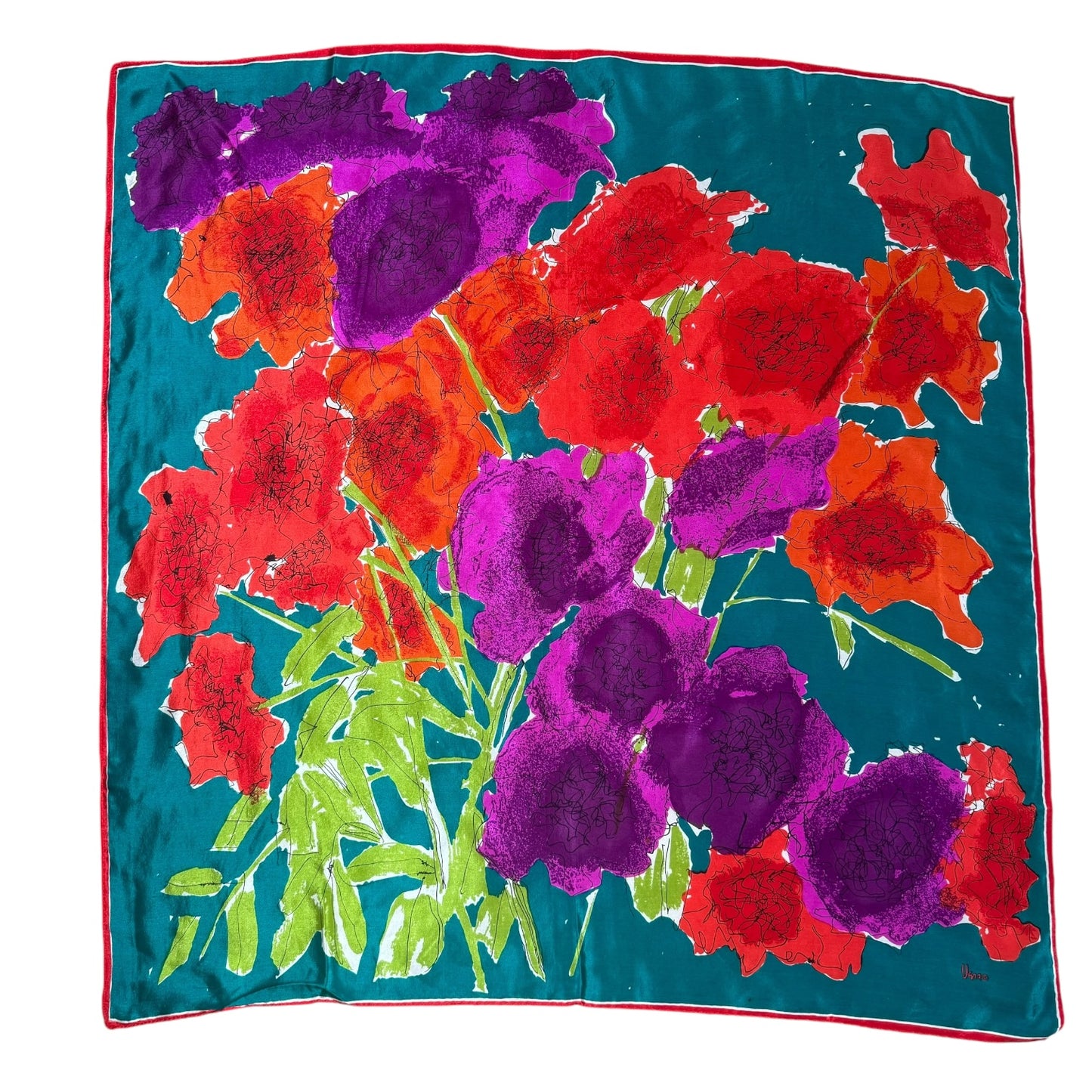 Floral Usna All Silk Scarf