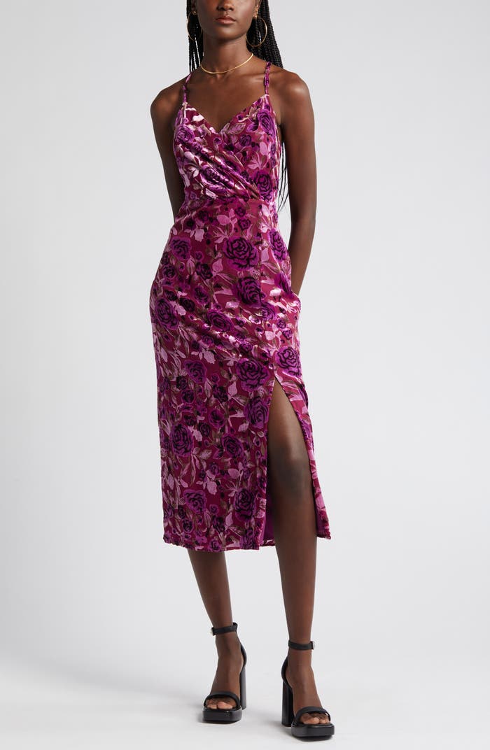 Velvety Burnout Roses Slipdress