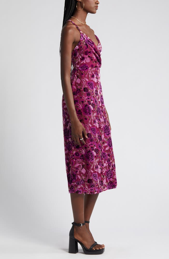 Velvety Burnout Roses Slipdress