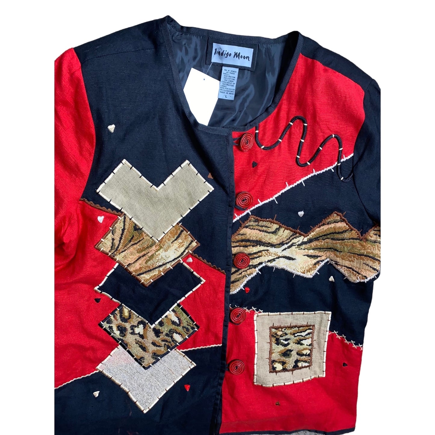 Red Black Animal Embroidered