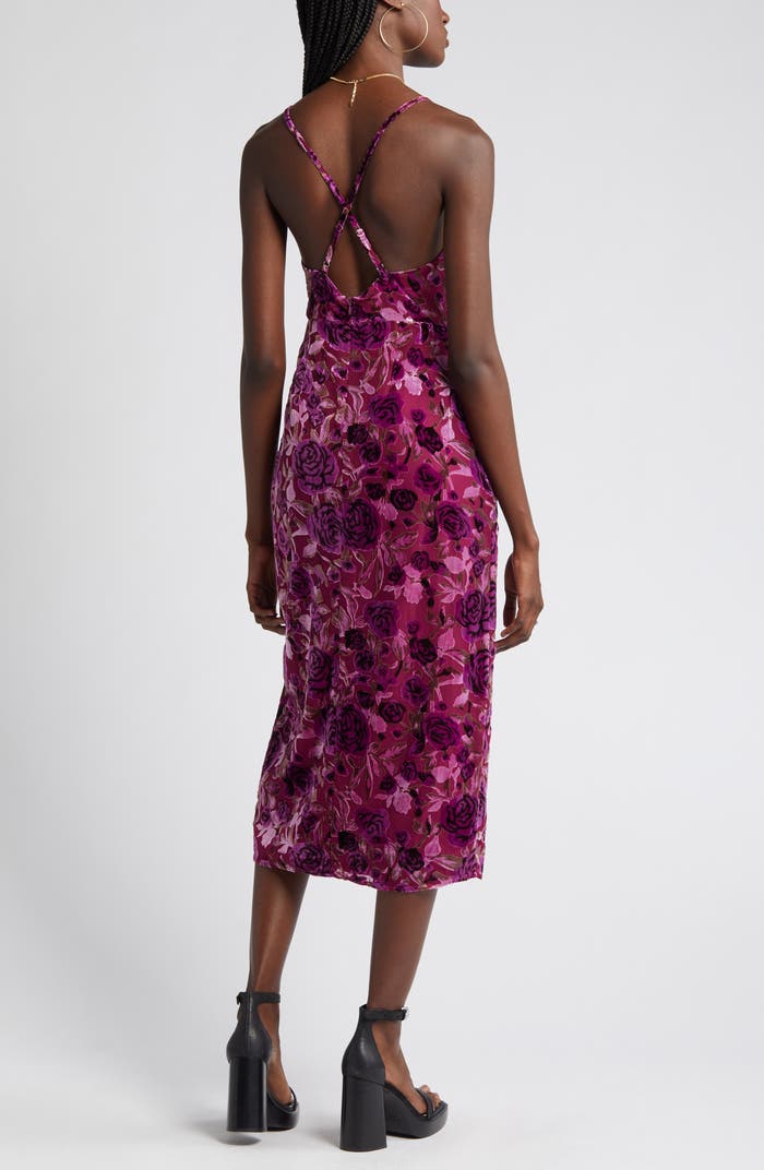 Velvety Burnout Roses Slipdress