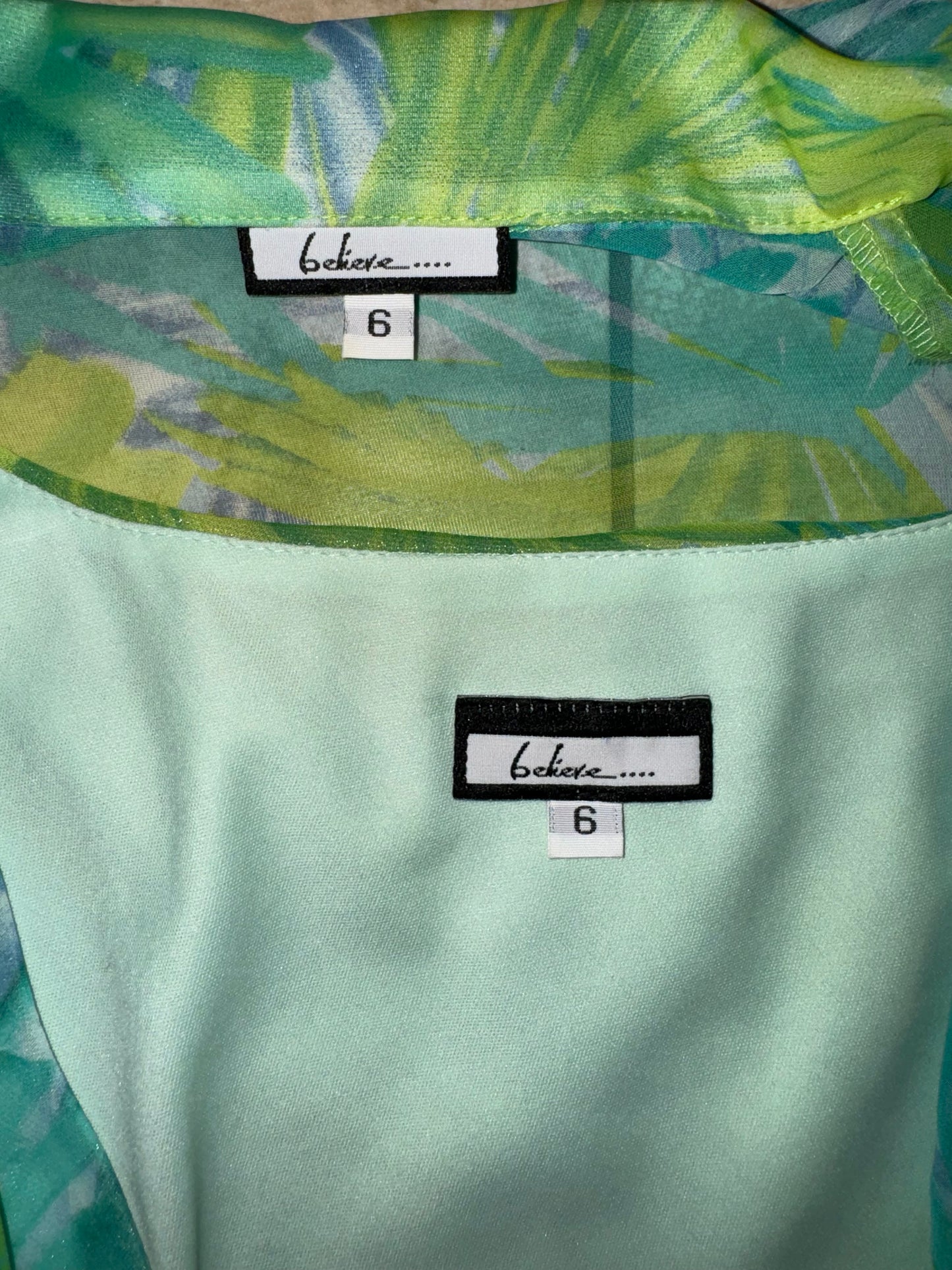 Vintage Blue and Green Sundress with Matching Sheer Top