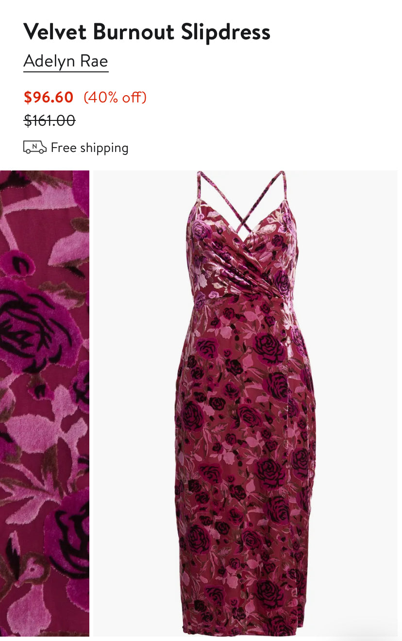 Velvety Burnout Roses Slipdress
