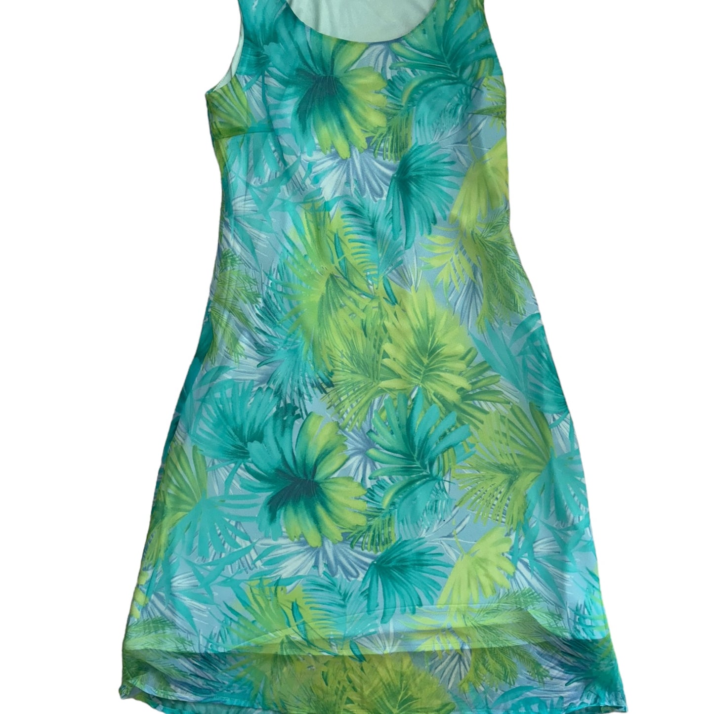 Vintage Blue and Green Sundress with Matching Sheer Top