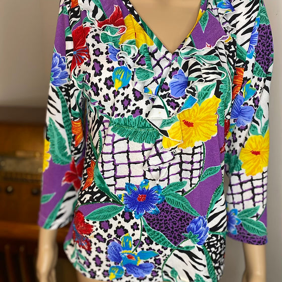 Animal Floral Print Top