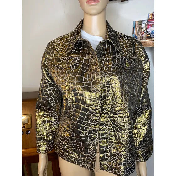 Gold Embroidered Crocodile Metallic Jacket