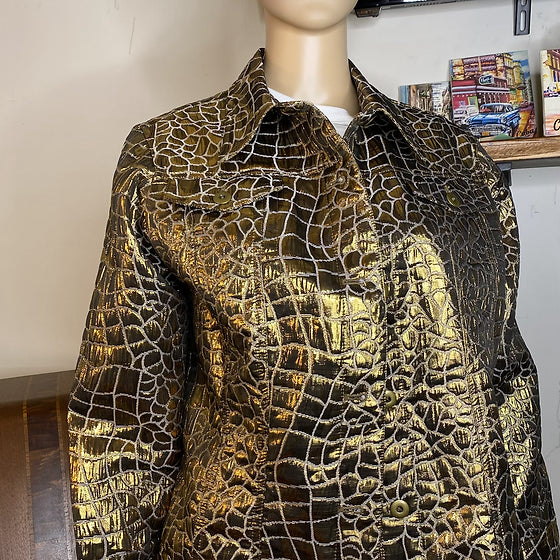 Gold Embroidered Crocodile Metallic Jacket