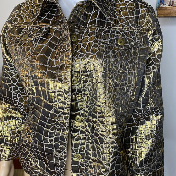Gold Embroidered Crocodile Metallic Jacket