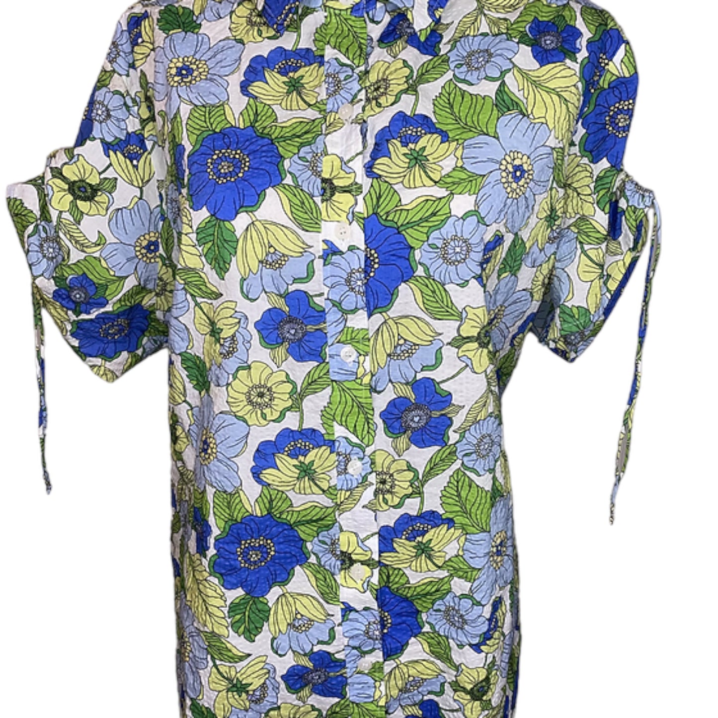 Blue & Green Floral Top