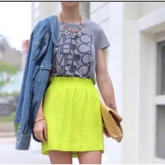 J. Crew Lime Green City Mini Skirt