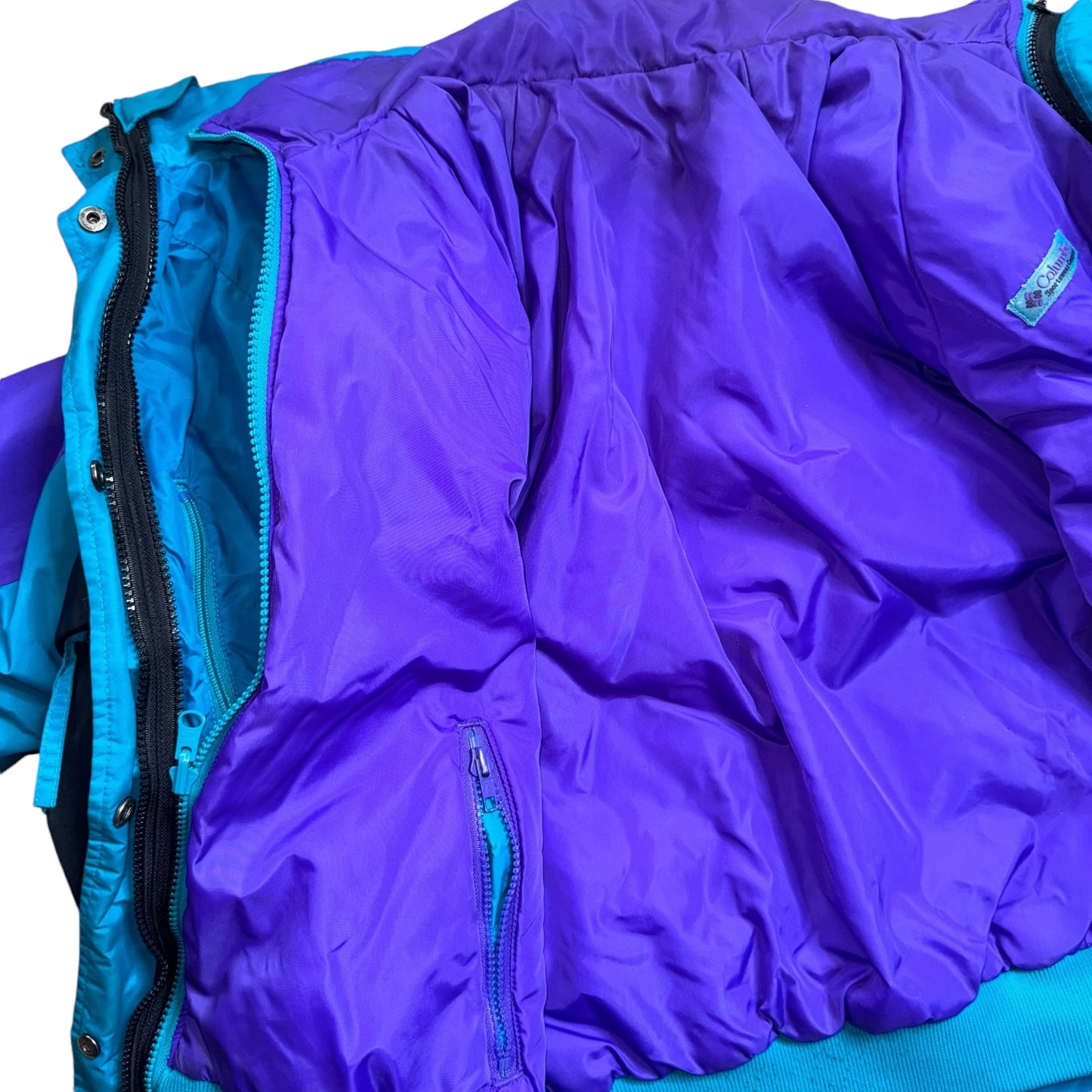 Vintage Columbia Gizmo Tech Series 3 in 1 Black Purple Turquoise Ski Jacket