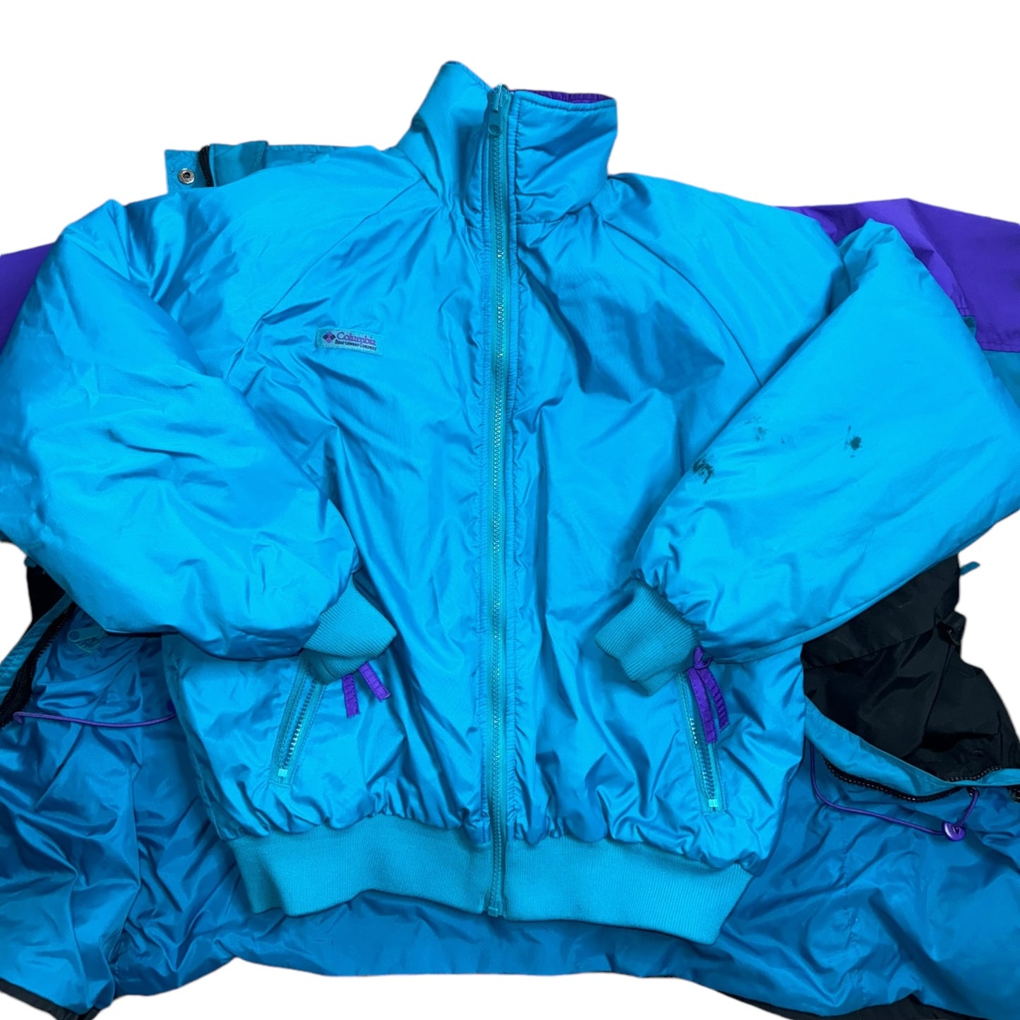 Vintage Columbia Gizmo Tech Series 3 in 1 Black Purple Turquoise Ski Jacket