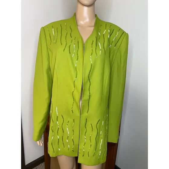 Olive Green Beaded Blazer