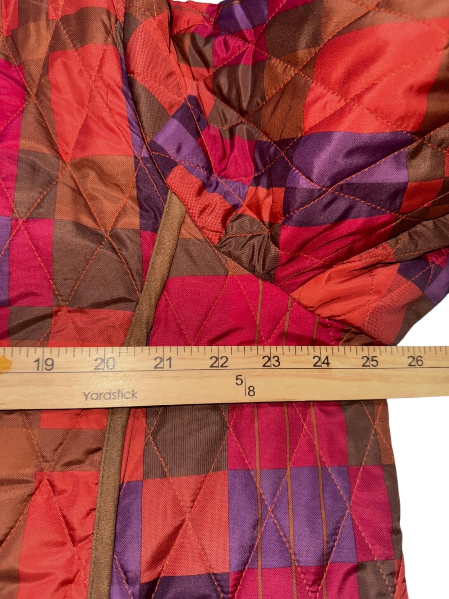 Multi-Color Checkered Quilted Jacket Snap Button