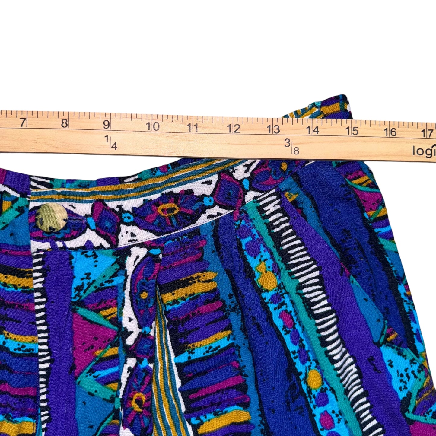 Geometric Stripe Purple Twill Shorts