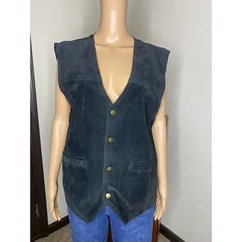 Large Black Leather Vest