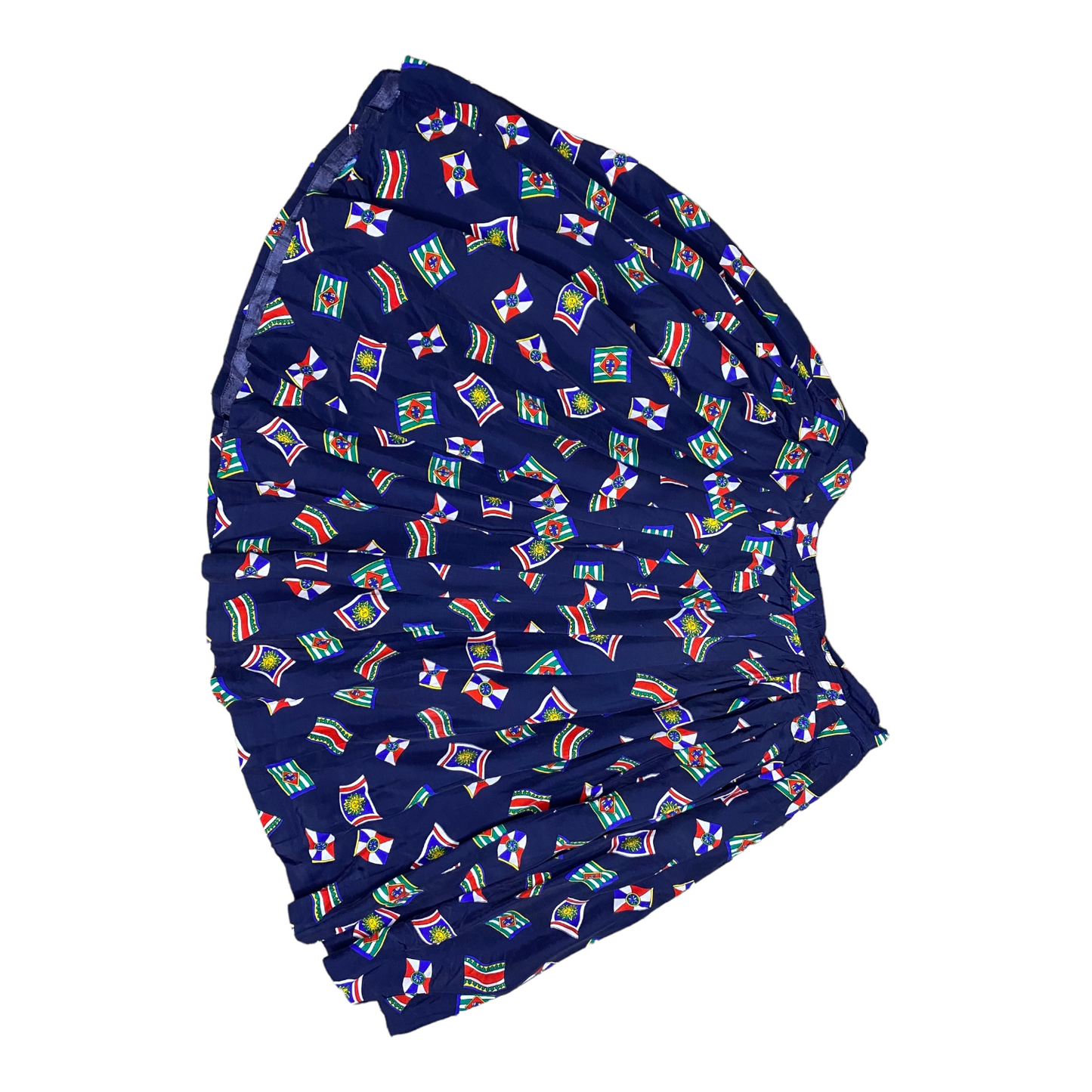 Vintage Talbots Navy Blue Nautical Celestial Sun Flags Print Pleated Skirt