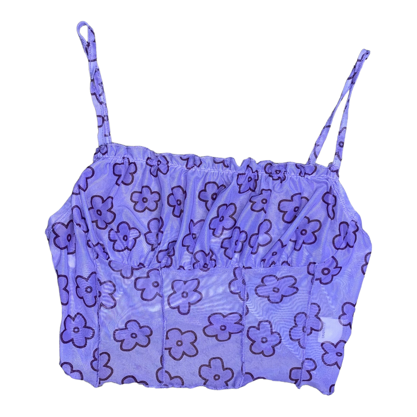Purple Mesh Cami Crop Tank