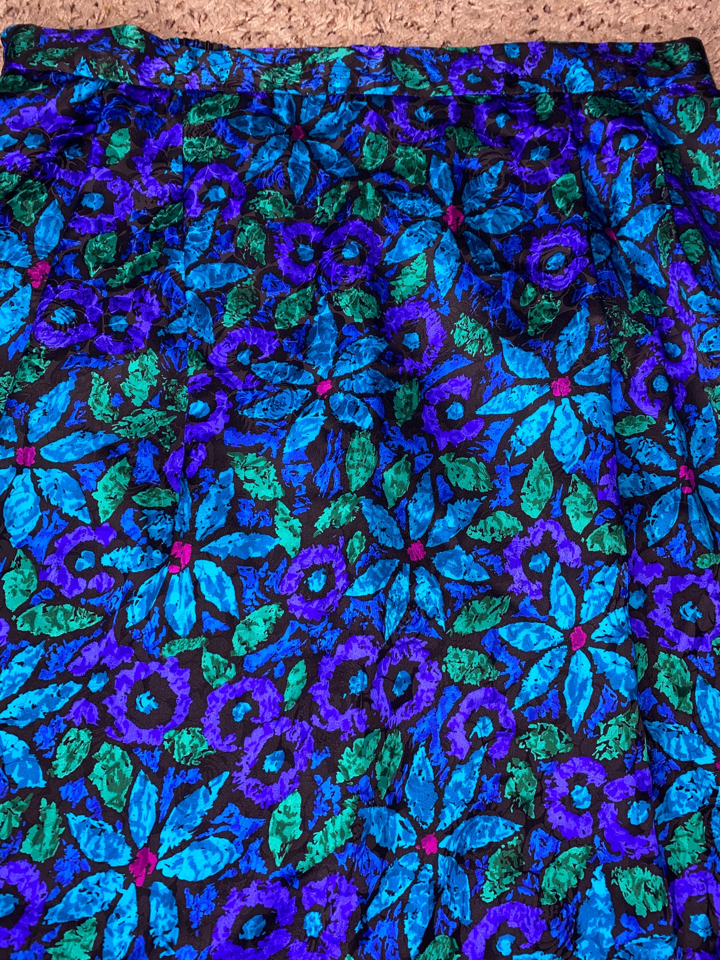 Silk Floral Knee Length Skirt