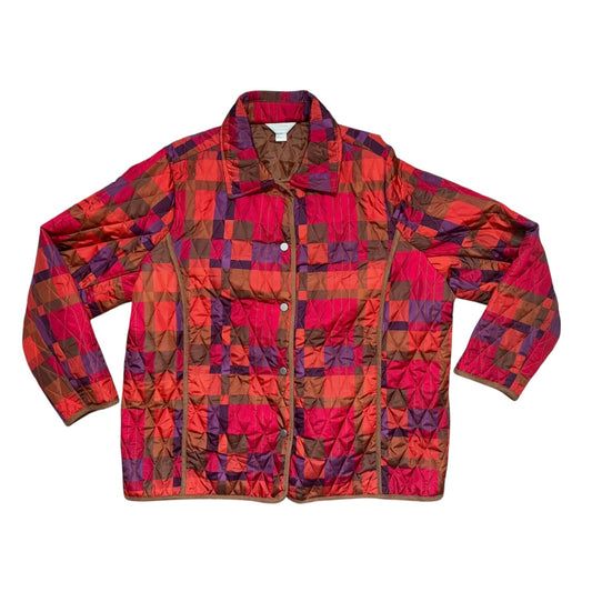 Multi-Color Checkered Quilted Jacket Snap Button