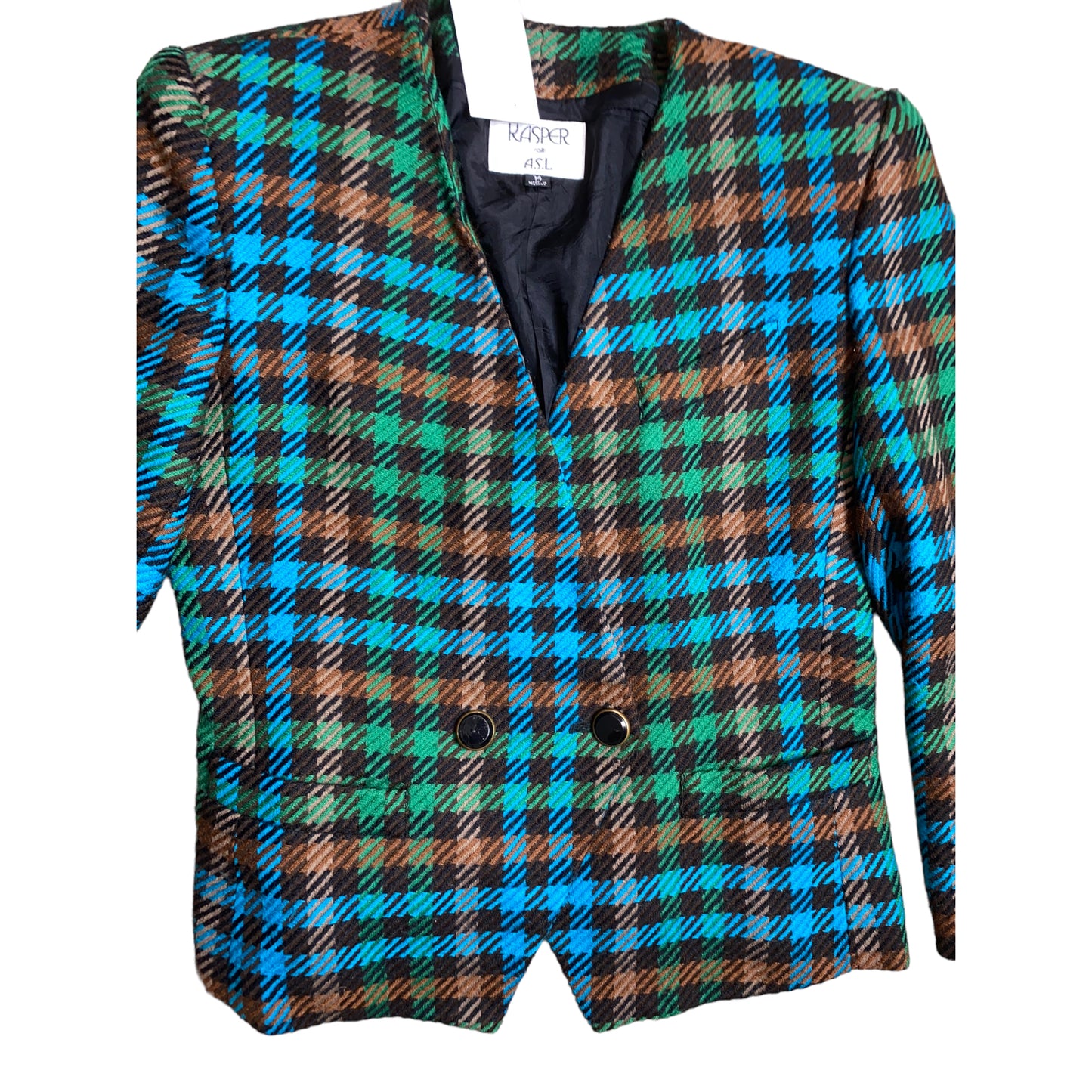 Turquoise Plaid Blazer