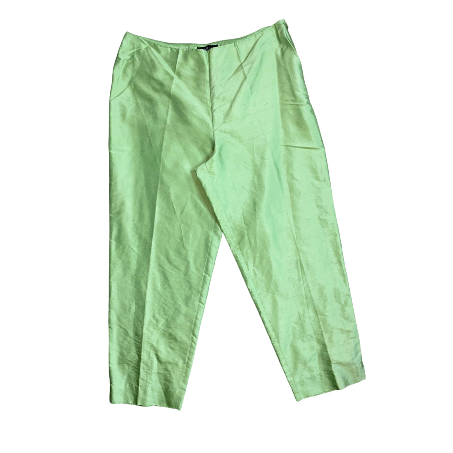 Green Silk Staight Leg Pants