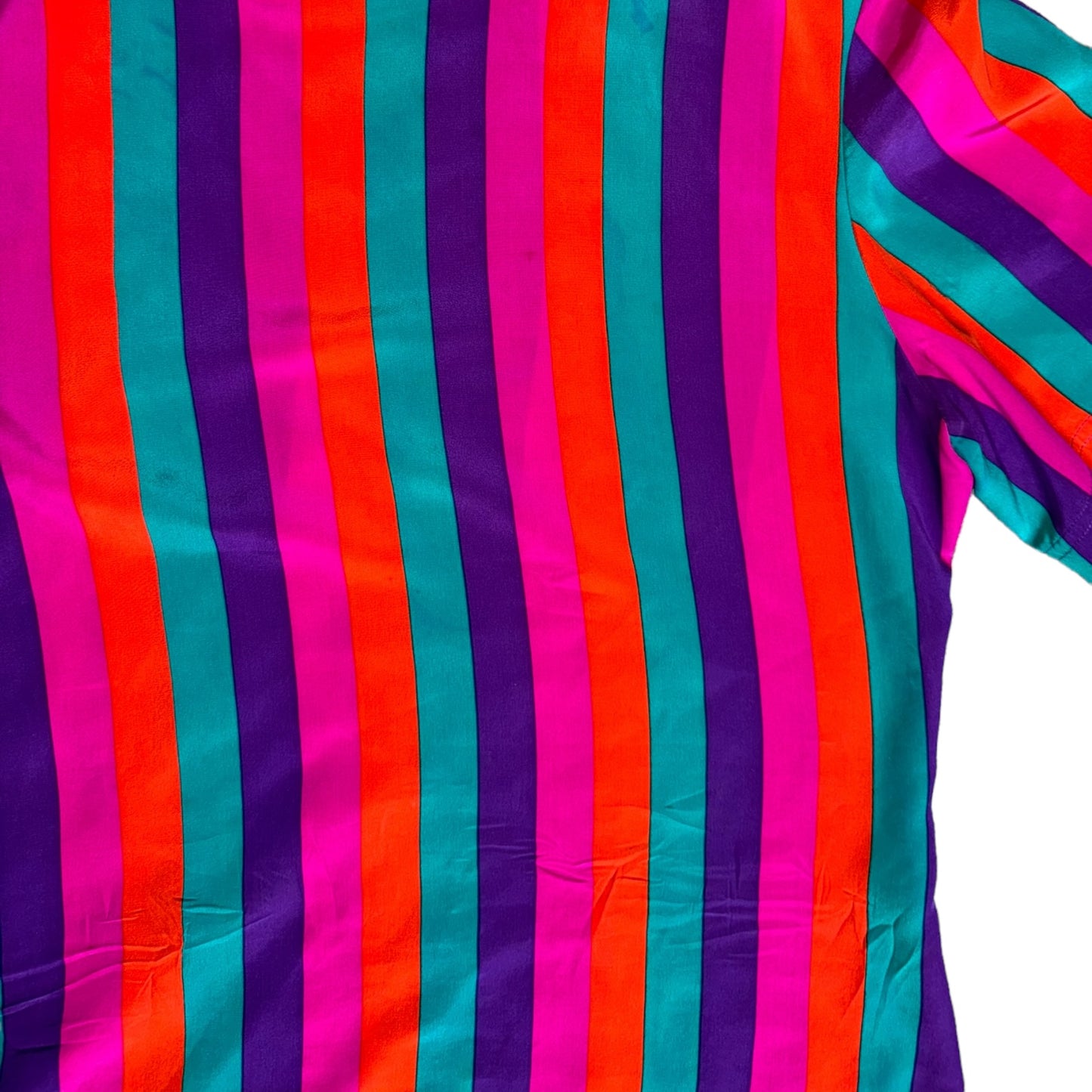 Rainbow Jewel Tone Multicolor Striped Silk Top