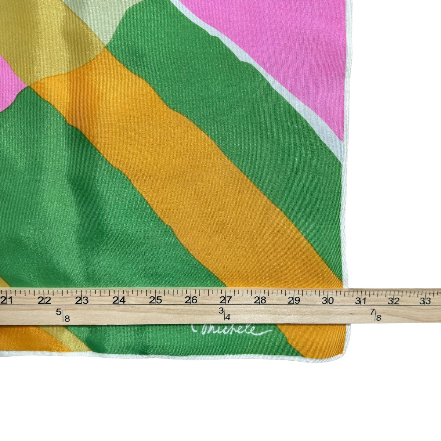 Pink Orange Green Gold Geometric Square Scarf